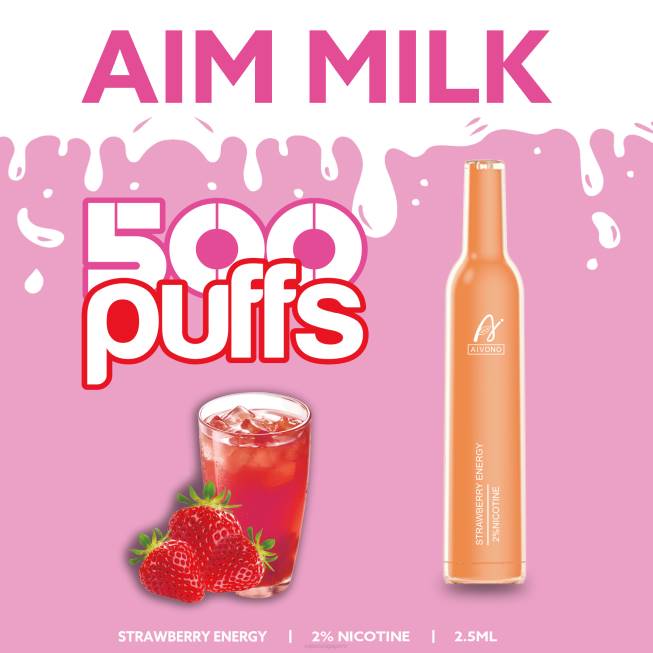 Aivono AIM MILK 500 Strawberry Energy - 82P6266 Disposable Vape SG