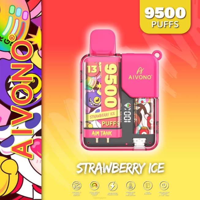 Aivono AIM TANK 9500 Strawberry Ice - 82P638 Vape Singapore