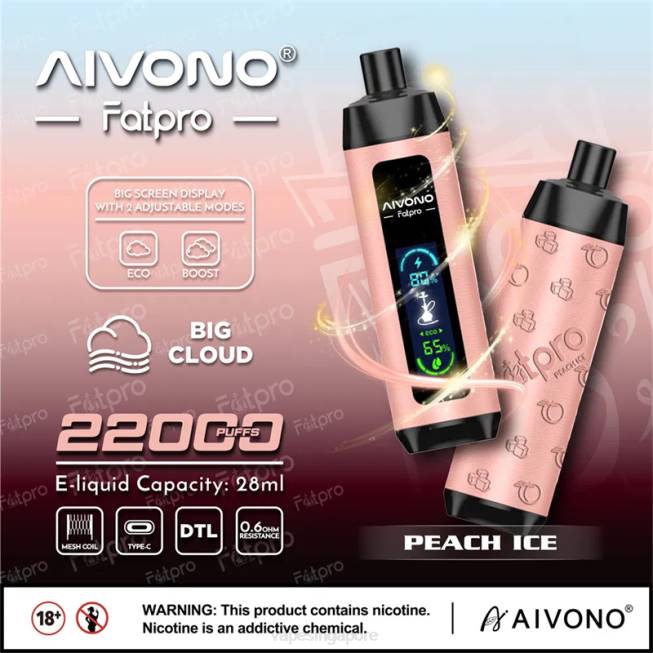 Aivono Fatpro 22000 Peach Ice - 82P65 Disposable Vape SG