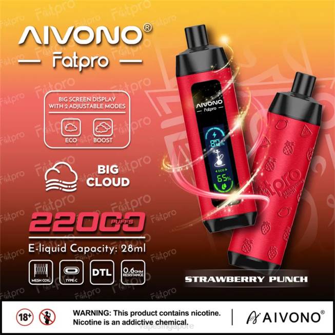 Aivono Fatpro 22000 Strawberry Punch - 82P68 Vape Wholesale Near Me