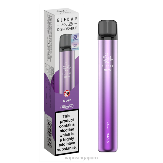 Grape - disposable e cigarette Singapore 2PLF284 ELFBAR 600V2 20mg