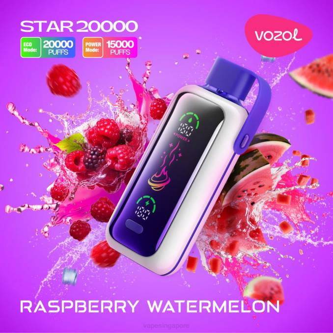 Disposable Vape Singapore RASPBERRY WATERMELON 2TFN19 VOZOL STAR 20000