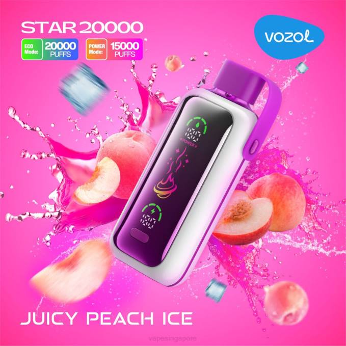 Vape Singapore JUICY PEACH ICE 2TFN10 VOZOL STAR 20000